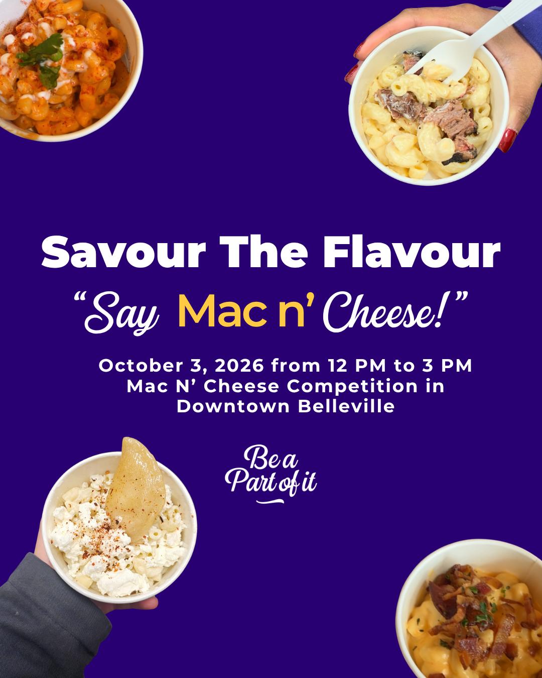 bowls of mac and cheese purple backdrop
