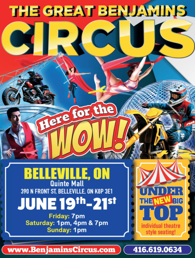 Various circus acts advertising the Great Benjamins Circus