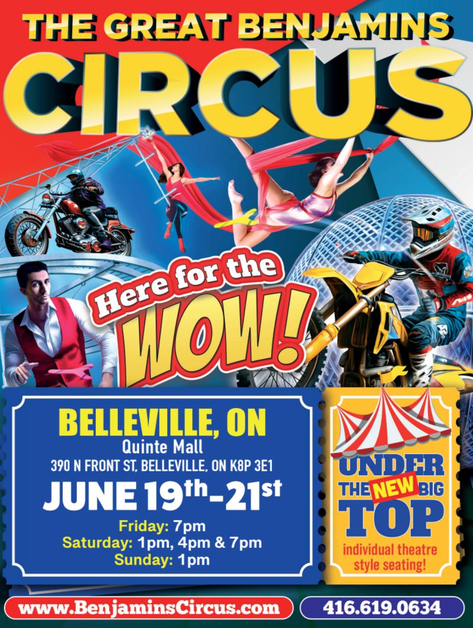 Various circus acts advertising the Great Benjamins Circus