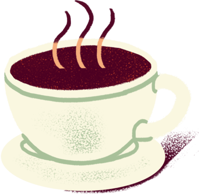 illustration of steaming coffee in a cup