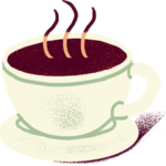 illustration of steaming coffee in a cup