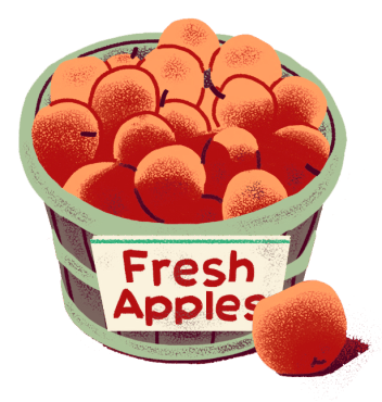 Fresh apples in a bucket.