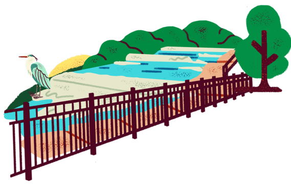 Illustration of a riverwalk