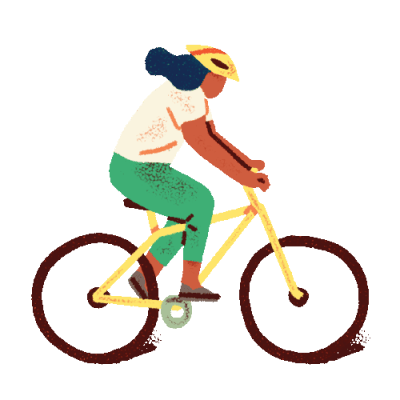 a person riding a bike with a helmet on.