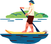 a man standing on a surfboard in the water.