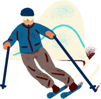 a man riding a snowboard down a snow covered slope.
